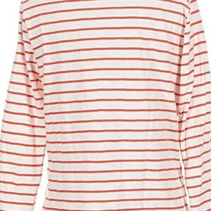 J. Crew Factory Cream and Red Striped Long Sleeve Tee